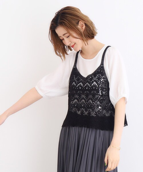 grove（グローブ）の「◆クロシェ風ビスチェ×ブラウスセット（シャツ/ブラウス・レディース・ナチュラル/ブラック/ライトブルー・02/03/01）」の4枚目の写真