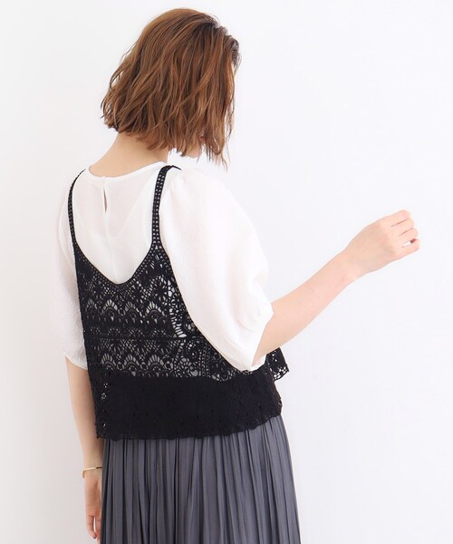 grove（グローブ）の「◆クロシェ風ビスチェ×ブラウスセット（シャツ/ブラウス・レディース・ナチュラル/ブラック/ライトブルー・02/03/01）」の5枚目の写真