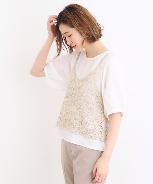 grove（グローブ）の「◆クロシェ風ビスチェ×ブラウスセット（シャツ/ブラウス・レディース・ナチュラル/ブラック/ライトブルー・02/03/01）」の12枚目の写真