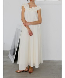 fluffy shoulder back tiered onepiece