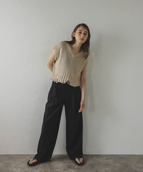 セール】【MINERTE】damaged knit vest / ダメージ加工ニット