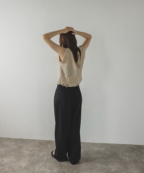MINERTE（ミネルテ）の「【MINERTE】damaged knit vest / ダメージ加工ニットベスト（ベスト・レディース・モカ/ライトベージュ/ブラック・FREE）」の17枚目の写真