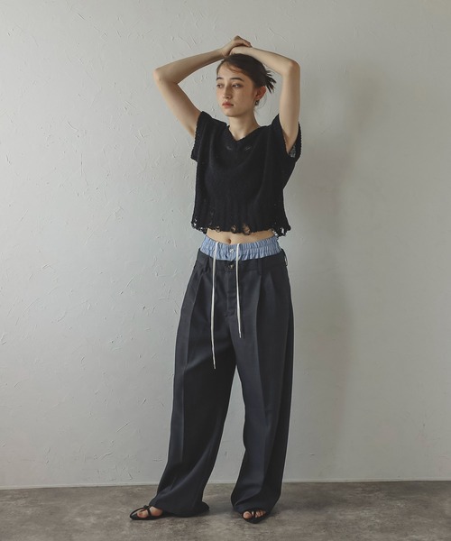 MINERTE（ミネルテ）の「【MINERTE】damaged knit vest / ダメージ加工ニットベスト（ベスト・レディース・モカ/ライトベージュ/ブラック・FREE）」の20枚目の写真