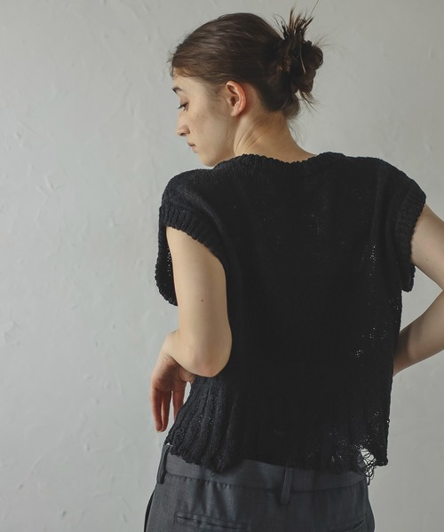 MINERTE（ミネルテ）の「【MINERTE】damaged knit vest / ダメージ加工ニットベスト（ベスト・レディース・モカ/ライトベージュ/ブラック・FREE）」の22枚目の写真