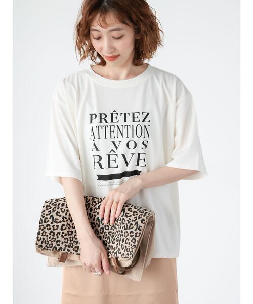 Lugnoncure(ルノンキュール)の「ビッグロゴプリントTシャツ(Tシャツ/カットソー・レディース・オフホワイト/チャコールグレー/ベージュ・F)」の10枚目の写真