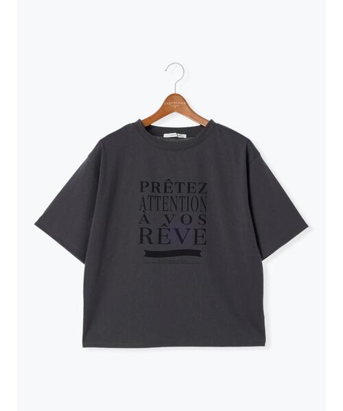 Lugnoncure(ルノンキュール)の「ビッグロゴプリントTシャツ(Tシャツ/カットソー・レディース・オフホワイト/チャコールグレー/ベージュ・F)」の14枚目の写真