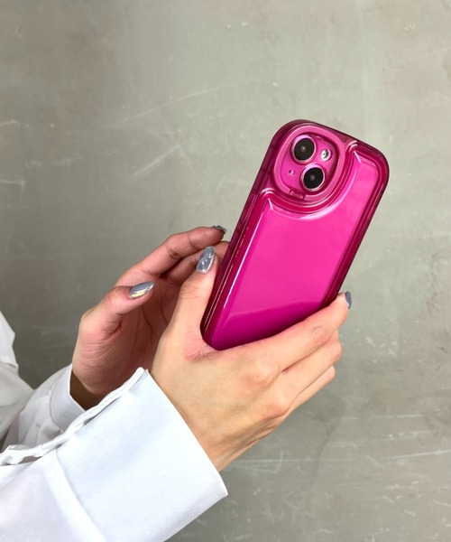 iPhone 14 Pro ケース 耐衝撃 クリア ピンク ステッカー