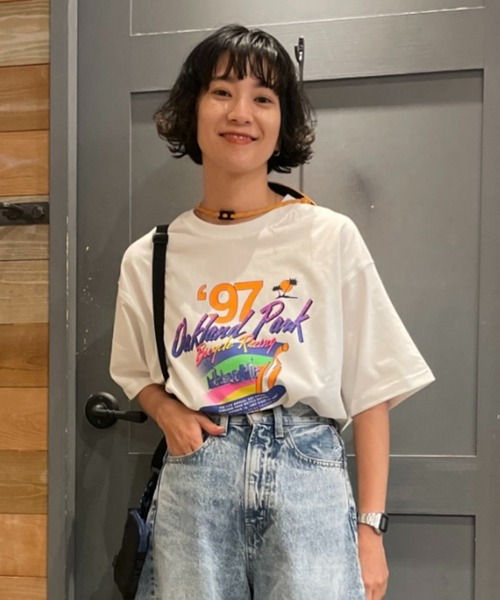 RODEO CROWNS WIDE BOWL（ロデオクラウンズワイドボウル）の「G/O 97’Oakland Park Tシャツ（Tシャツ/カットソー・レディース・ブラック/オフホワイト/イエロー・FREE）」の2枚目の写真