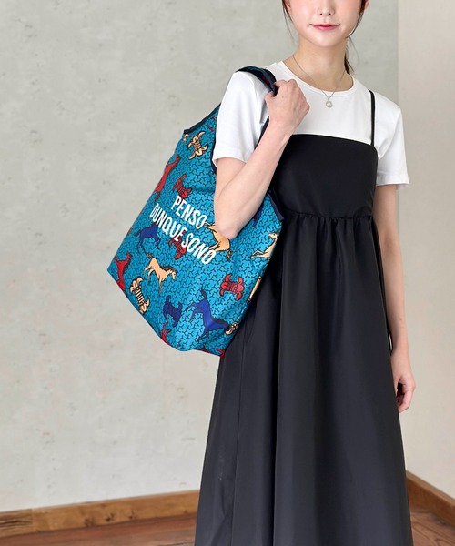 セール】モチーフ総柄プリント保冷コンパクトエコバッグL（エコバッグ