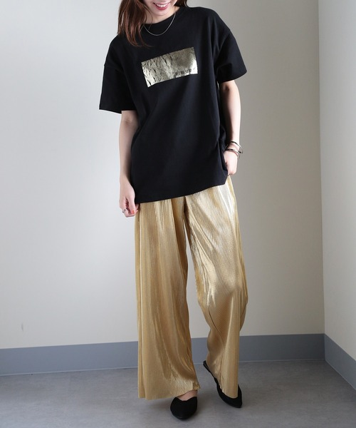 MAISON BREEZE（メゾンブリーズ）の「【MAISON BREEZE】綿天竺オーバーサイズ 箔プリントT 223-561-0088-2 DTK（Tシャツ/カットソー・レディース・ホワイト系その他2/ブラック系その他2/ブラック/ホワイト・FREE）」の16枚目の写真