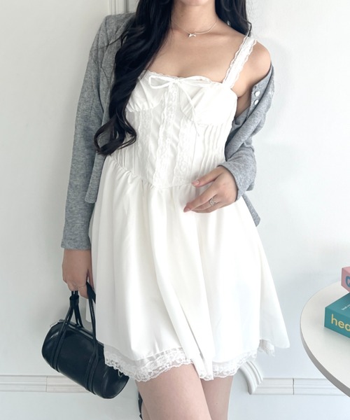 セール】レースピンタックフレアワンピース（ワンピース）｜Loueme  