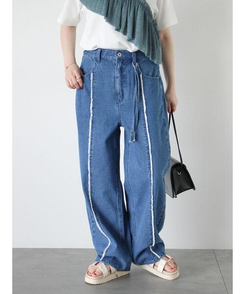 ehka sopo（エヘカソポ）の「フロントフリンジデニムパンツ（その他パンツ・レディース・ネイビー/ブルー/グレー・F）」の3枚目の写真