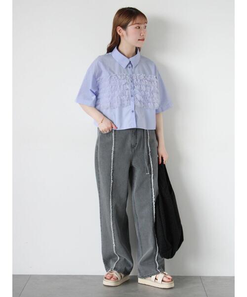 ehka sopo（エヘカソポ）の「フロントフリンジデニムパンツ（その他パンツ・レディース・ネイビー/ブルー/グレー・F）」の7枚目の写真