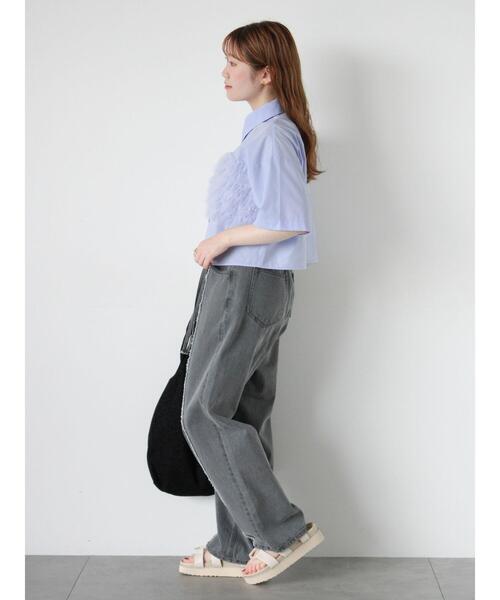 ehka sopo（エヘカソポ）の「フロントフリンジデニムパンツ（その他パンツ・レディース・ネイビー/ブルー/グレー・F）」の5枚目の写真