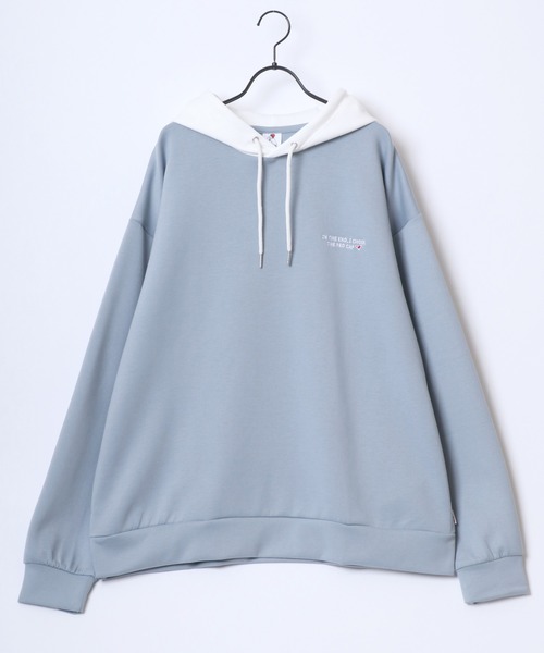 Red Cap Girl（レッドキャプガール）の「Red Cap Girl/レッドキャップガール オーバーサイズ ダンボールニット バックプリント ロゴ ワンポイント刺繍 スウェット パーカー/レディース メンズ（パーカー・レディース・ホワイト/グレー/ブルー/ブラック・M/L）」の14枚目の写真