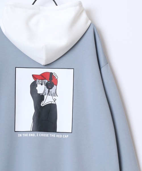 Red Cap Girl（レッドキャプガール）の「Red Cap Girl/レッドキャップガール オーバーサイズ ダンボールニット バックプリント ロゴ ワンポイント刺繍 スウェット パーカー/レディース メンズ（パーカー・レディース・ホワイト/グレー/ブルー/ブラック・M/L）」の21枚目の写真