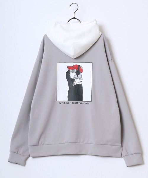 Red Cap Girl（レッドキャプガール）の「Red Cap Girl/レッドキャップガール オーバーサイズ ダンボールニット バックプリント ロゴ ワンポイント刺繍 スウェット パーカー/レディース メンズ（パーカー・レディース・ホワイト/グレー/ブルー/ブラック・M/L）」の15枚目の写真