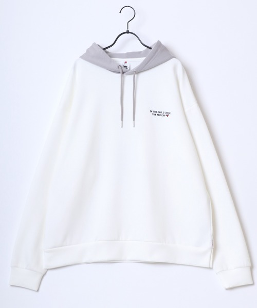 Red Cap Girl（レッドキャプガール）の「Red Cap Girl/レッドキャップガール オーバーサイズ ダンボールニット バックプリント ロゴ ワンポイント刺繍 スウェット パーカー/レディース メンズ（パーカー・レディース・ホワイト/グレー/ブルー/ブラック・M/L）」の20枚目の写真