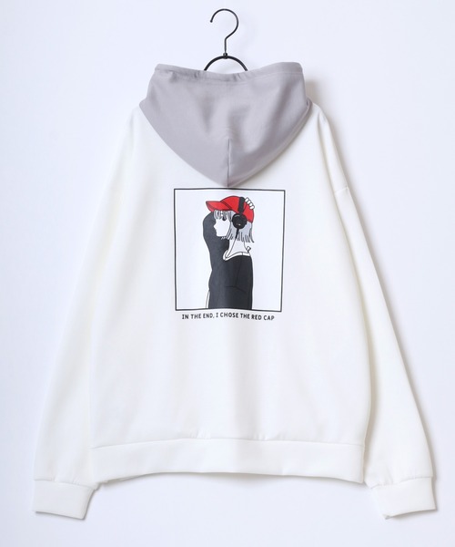 Red Cap Girl（レッドキャプガール）の「Red Cap Girl/レッドキャップガール オーバーサイズ ダンボールニット バックプリント ロゴ ワンポイント刺繍 スウェット パーカー/レディース メンズ（パーカー・レディース・ホワイト/グレー/ブルー/ブラック・M/L）」の19枚目の写真