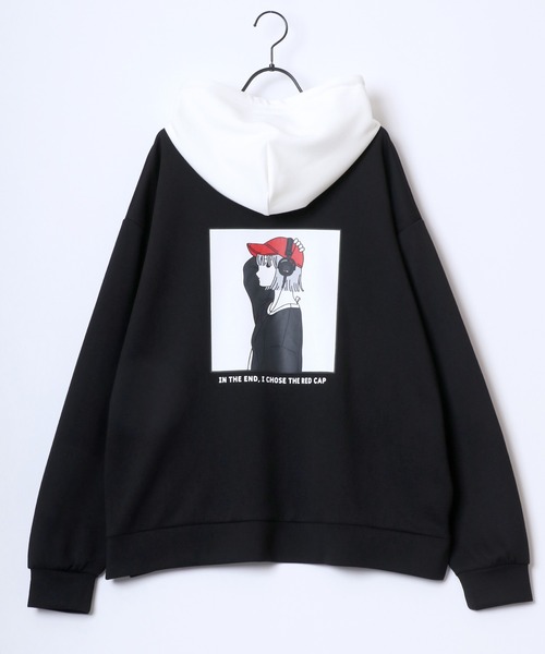 Red Cap Girl（レッドキャプガール）の「Red Cap Girl/レッドキャップガール オーバーサイズ ダンボールニット バックプリント ロゴ ワンポイント刺繍 スウェット パーカー/レディース メンズ（パーカー・レディース・ホワイト/グレー/ブルー/ブラック・M/L）」の17枚目の写真