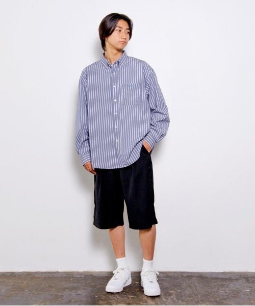 GLAZOS（グラソス）の「【大人向けサイズあり】ストライプシャツ（シャツ/ブラウス・キッズ・ブラック/ブルー・S/M/L/LL）」の12枚目の写真