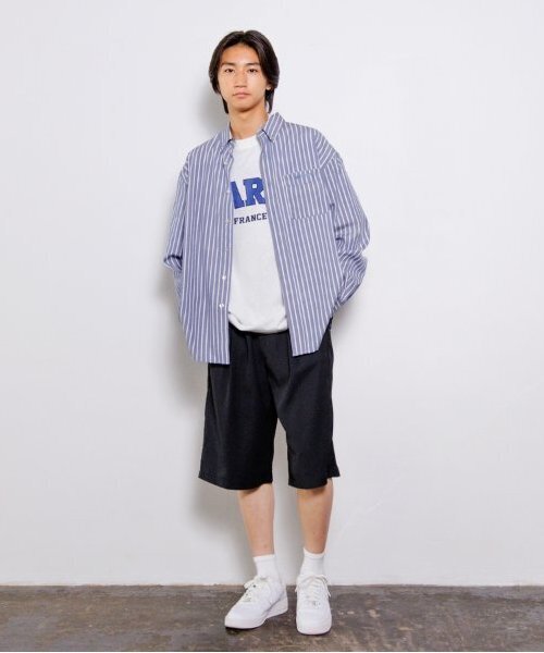 GLAZOS（グラソス）の「【大人向けサイズあり】ストライプシャツ（シャツ/ブラウス・キッズ・ブラック/ブルー・S/M/L/LL）」の13枚目の写真