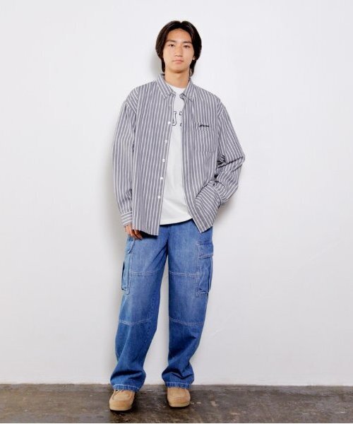 GLAZOS（グラソス）の「【大人向けサイズあり】ストライプシャツ（シャツ/ブラウス・キッズ・ブラック/ブルー・S/M/L/LL）」の11枚目の写真