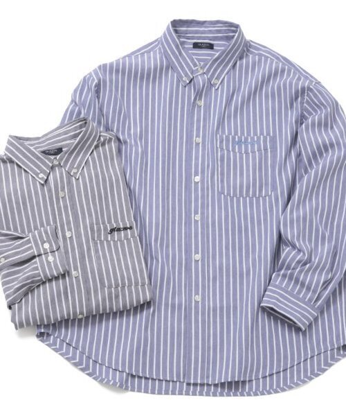 GLAZOS（グラソス）の「【大人向けサイズあり】ストライプシャツ（シャツ/ブラウス・キッズ・ブラック/ブルー・S/M/L/LL）」の5枚目の写真
