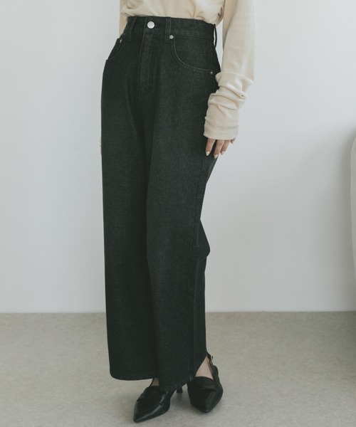 VANNIE U（ヴァニーユー）の「オーバーダイセミフレアデニムパンツ（デニムパンツ・レディース・ブルー/インディゴブルー/ブラック/ライトブルー・L/M/S）」の11枚目の写真