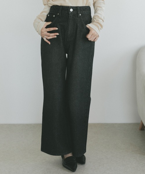 VANNIE U（ヴァニーユー）の「オーバーダイセミフレアデニムパンツ（デニムパンツ・レディース・ブルー/インディゴブルー/ブラック/ライトブルー・L/M/S）」の13枚目の写真