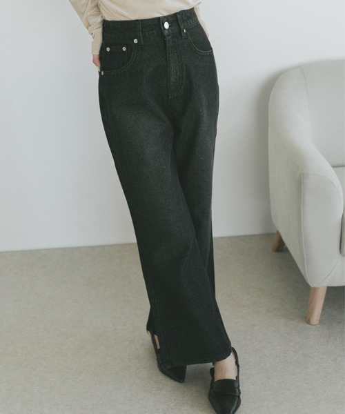 VANNIE U（ヴァニーユー）の「オーバーダイセミフレアデニムパンツ（デニムパンツ・レディース・ブルー/インディゴブルー/ブラック/ライトブルー・L/M/S）」の14枚目の写真