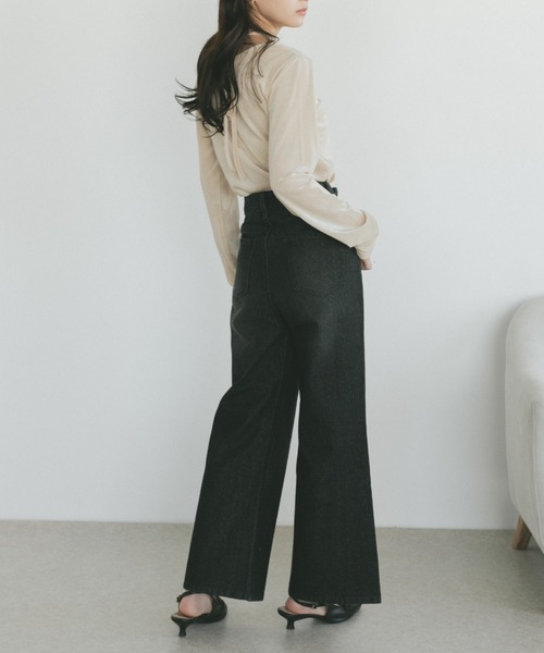 VANNIE U（ヴァニーユー）の「オーバーダイセミフレアデニムパンツ（デニムパンツ・レディース・ブルー/インディゴブルー/ブラック/ライトブルー・L/M/S）」の20枚目の写真