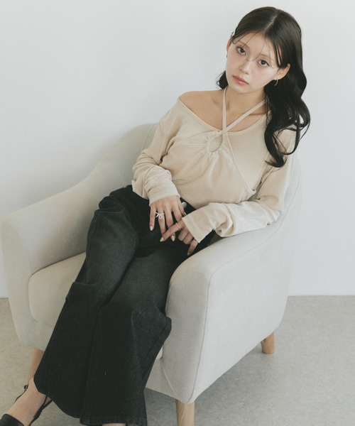 VANNIE U（ヴァニーユー）の「オーバーダイセミフレアデニムパンツ（デニムパンツ・レディース・ブルー/インディゴブルー/ブラック/ライトブルー・L/M/S）」の16枚目の写真