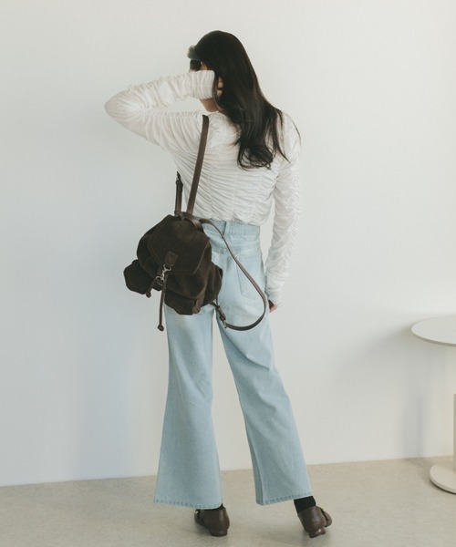 VANNIE U（ヴァニーユー）の「オーバーダイセミフレアデニムパンツ（デニムパンツ・レディース・ブルー/インディゴブルー/ブラック/ライトブルー・L/M/S）」の10枚目の写真