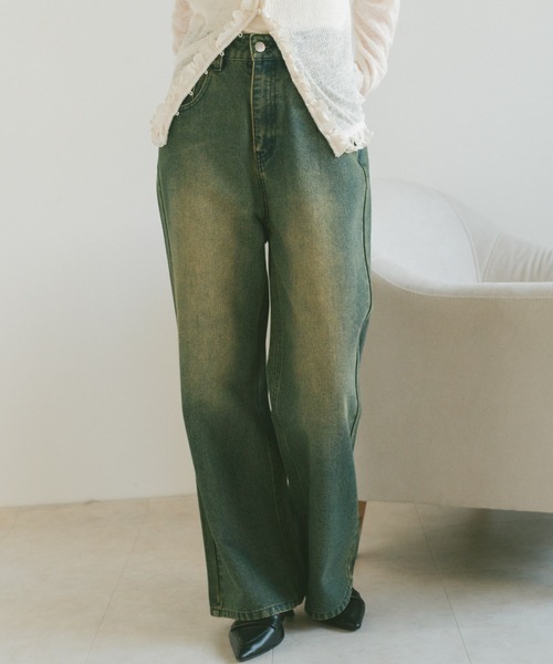 VANNIE U(ヴァニーユー)の「オーバーダイセミフレアデニムパンツ(デニムパンツ・レディース・ブルー/インディゴブルー/ブラック/ライトブルー・L/M/S)」の18枚目の写真
