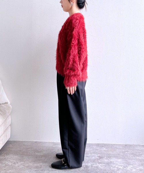 reca（レカ）の「長毛フェザーヤーンVネックニットプルオーバー（ニット/セーター・レディース・サンドベージュ/レッド系その他/ブラウン系その他・FREE）」の10枚目の写真