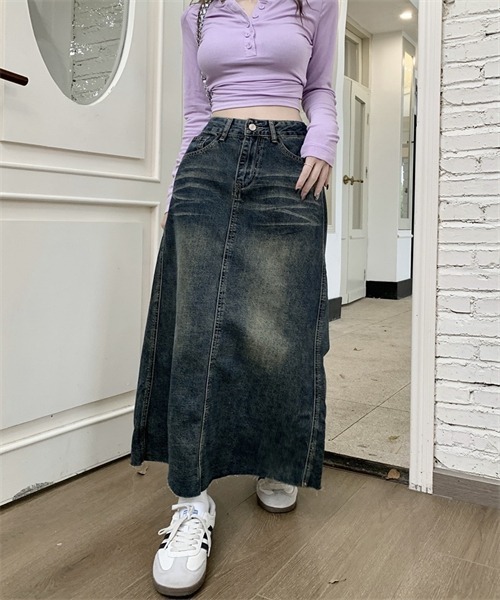 Dream garden(ドリームガーデン)の「裾カットロングデニムスカート(デニムスカート・レディース・インディゴブルー・S/L/XL/XS/XXL/M)」の8枚目の写真