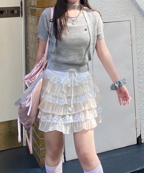 nemne store（ネンネストア）の「【Seoup】ボウタイ付ニットT（ニット/セーター・レディース・ブルー/グレー・フリー）」の2枚目の写真