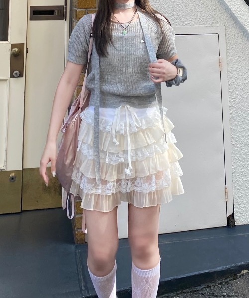 nemne store（ネンネストア）の「【Seoup】ボウタイ付ニットT（ニット/セーター・レディース・ブルー/グレー・フリー）」の13枚目の写真