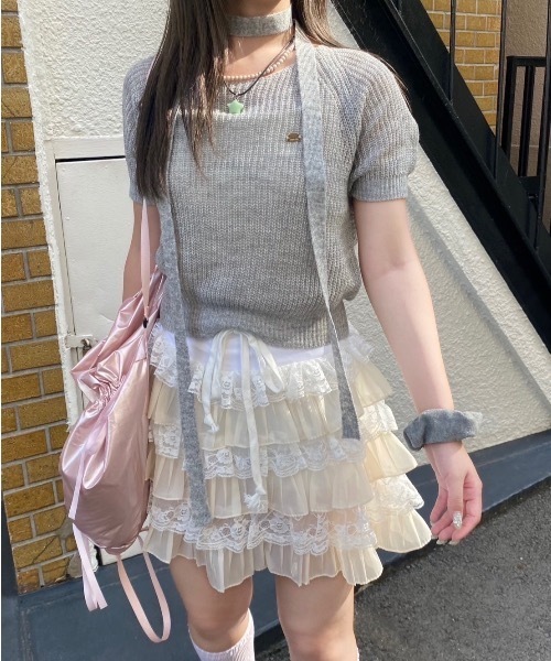 nemne store（ネンネストア）の「【Seoup】ボウタイ付ニットT（ニット/セーター・レディース・ブルー/グレー・フリー）」の15枚目の写真