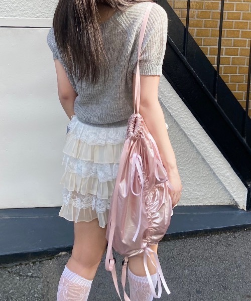 nemne store（ネンネストア）の「【Seoup】ボウタイ付ニットT（ニット/セーター・レディース・ブルー/グレー・フリー）」の8枚目の写真
