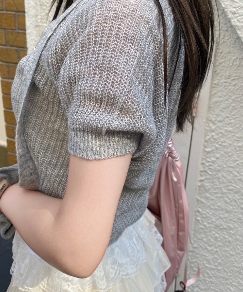 nemne store（ネンネストア）の「【Seoup】ボウタイ付ニットT（ニット/セーター・レディース・ブルー/グレー・フリー）」の3枚目の写真