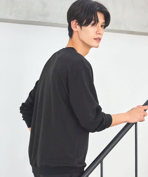 ハイゲージケーブル長袖クルーネックニット（Tシャツ/カットソー