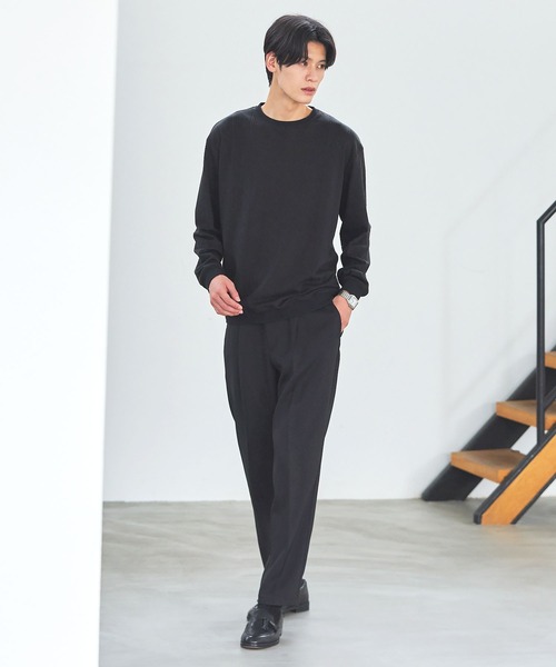 ハイゲージケーブル長袖クルーネックニット（Tシャツ/カットソー