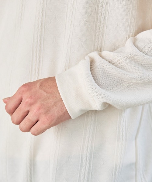 【新品・値下】サウスケープ　ゴルフ　バイカラーシャツ●ひんやり　長袖ニット ハイゲージケーブル長袖クルーネックニット（Tシャツ/カットソー