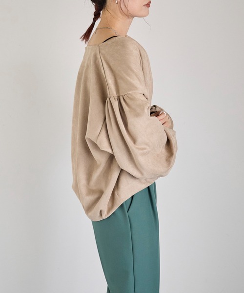 Fizz（フィズ）の「【Fizz/フィズ】　フェイクスウェード　ボリュームスリーブノーカラーブルゾン（ブルゾン・レディース・ブラック/アイボリー/グレイッシュベージュ・M）」の16枚目の写真