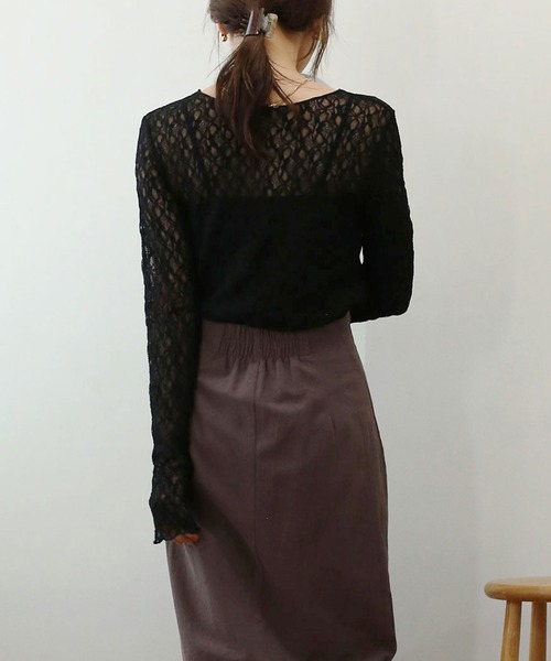 NOAHL（ノアル）の「【NOAHL】シアーレーストップス（Tシャツ/カットソー・レディース・アイボリー/ブラック/ブラウン・FREE）」の10枚目の写真