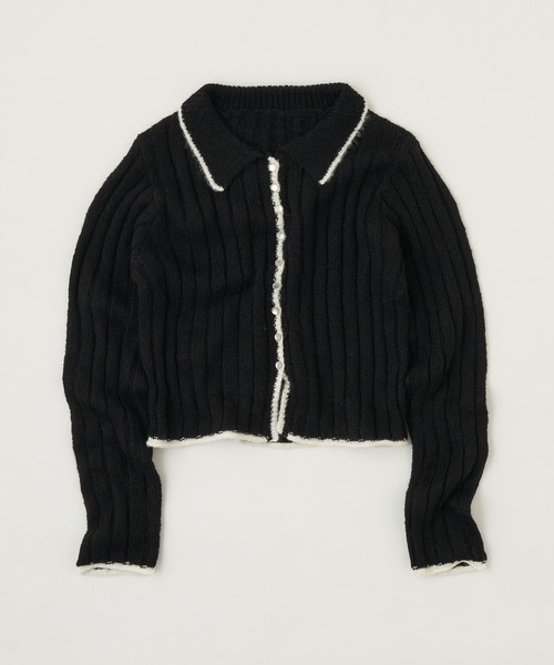 one after another NICE CLAUP（ワンアフターアナザーナイスクラップ）の「【OTONANICE】襟付き配色ニットカーディガン（カーディガン/ボレロ・レディース・アイボリー/ブラック/ベージュ・FREE）」の21枚目の写真