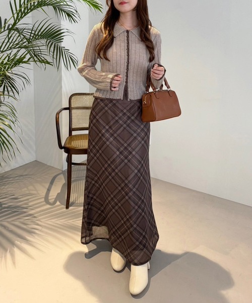 one after another NICE CLAUP（ワンアフターアナザーナイスクラップ）の「【OTONANICE】襟付き配色ニットカーディガン（カーディガン/ボレロ・レディース・アイボリー/ブラック/ベージュ・FREE）」の15枚目の写真