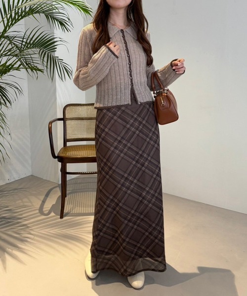 one after another NICE CLAUP（ワンアフターアナザーナイスクラップ）の「【OTONANICE】襟付き配色ニットカーディガン（カーディガン/ボレロ・レディース・アイボリー/ブラック/ベージュ・FREE）」の16枚目の写真